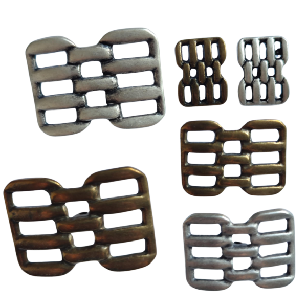 Metal Rectangle Basket Weave Buttons – Silver & Gold - Various Sizes