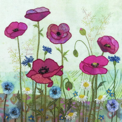 beaks and bobbins poppy meadow embroidery kit