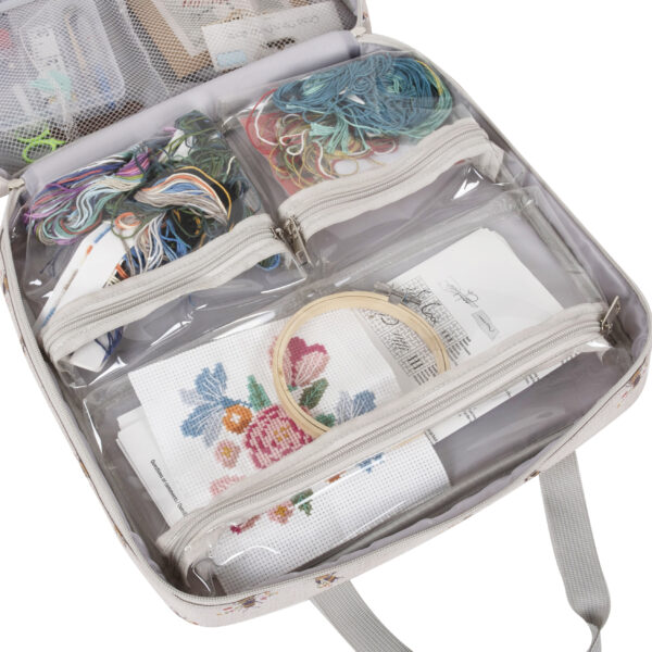 Bee Project / Craft Bag with Embroidery Hoop Storage - Image 3