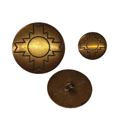 Bronze Aztec Sun Shield Style Metal Buttons - Various Sizes