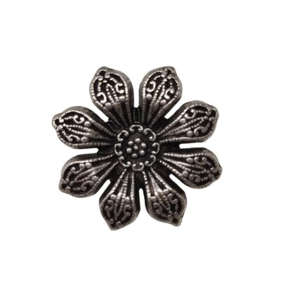 Filagree Flower Metal Buttons – Dark Silver