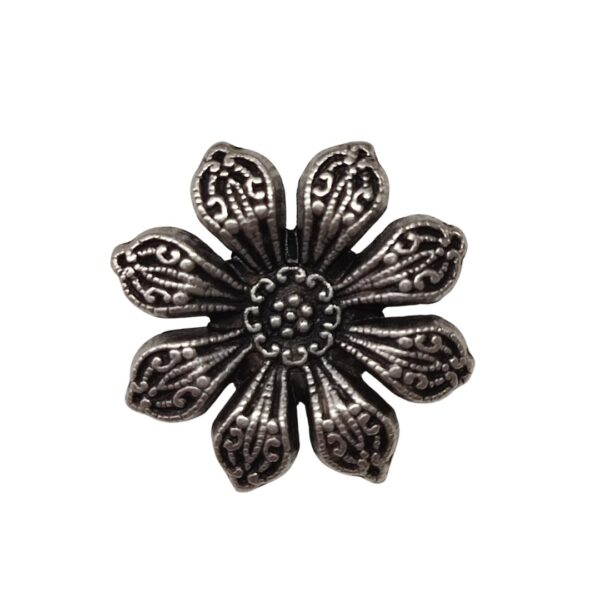 Filagree Flower Metal Buttons – Gunmetal Silver