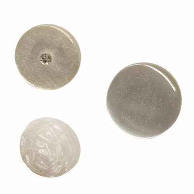 white pearlescent buttons