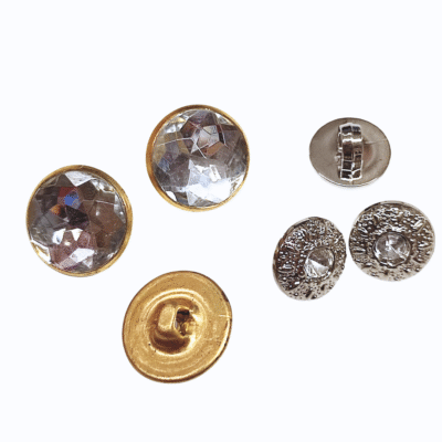 metallic diamante buttons