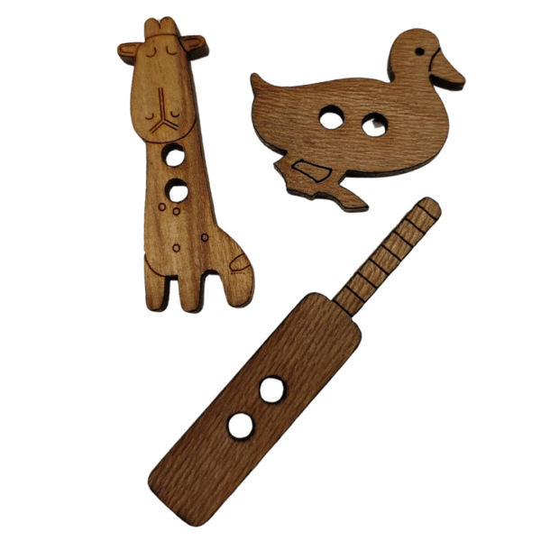 Wood Character Buttons – Various Sizes & Shapes - Image 10