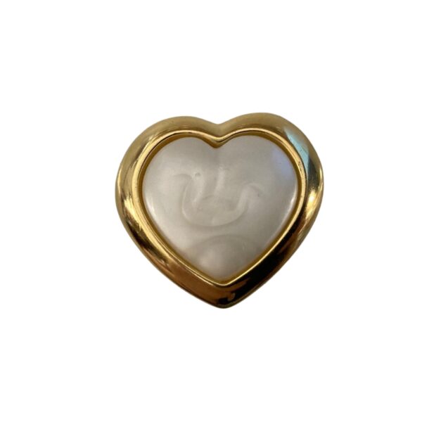 Gold & Pearlised Plastic Heart Buttons - 30mm