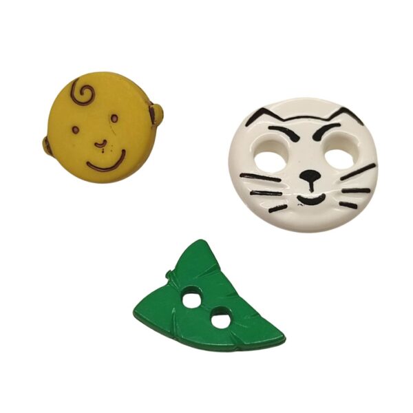 various design buttons - baby, cat, leaf