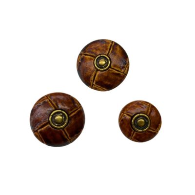 Imitation Leather and Metal Shanked Buttons – Brown/Bronze – Various Sizes