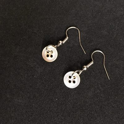 Small White Mother of Pearl Button Earrings_©DuttonsforButtons