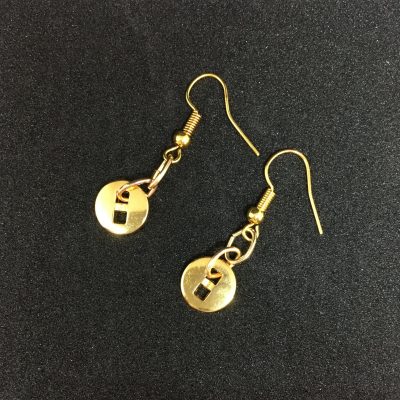 Square Hole Gold Coloured Button Earrings_©DuttonsforButtons
