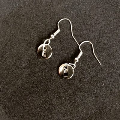 Square Hole Silver Coloured Button Earrings_©DuttonsforButtons