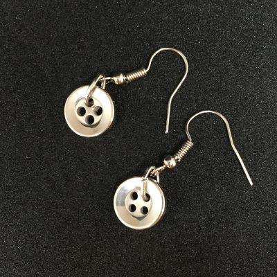 Tiny Silver Coloured Button Earrings_©DuttonsforButtons